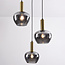 Lampe suspendue moderne Ismay avec verre fumé, 3-lumières - or