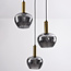 Lampe suspendue moderne Ismay avec verre fumé, 3-lumières - or