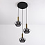 Lampe suspendue moderne Ismay avec verre fumé, 3-lumières - or