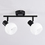 Plafonnier noir Phiene avec 2 spots en verre blanc laiteux orientables