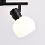 Plafonnier noir Phiene avec 2 spots en verre blanc laiteux orientables