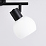 Plafonnier noir Phiene avec 2 spots en verre blanc laiteux orientables