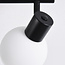 Plafonnier noir Phiene avec 2 spots en verre blanc laiteux orientables