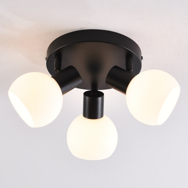 Plafonnier Peri 3 lumières en verre opalin