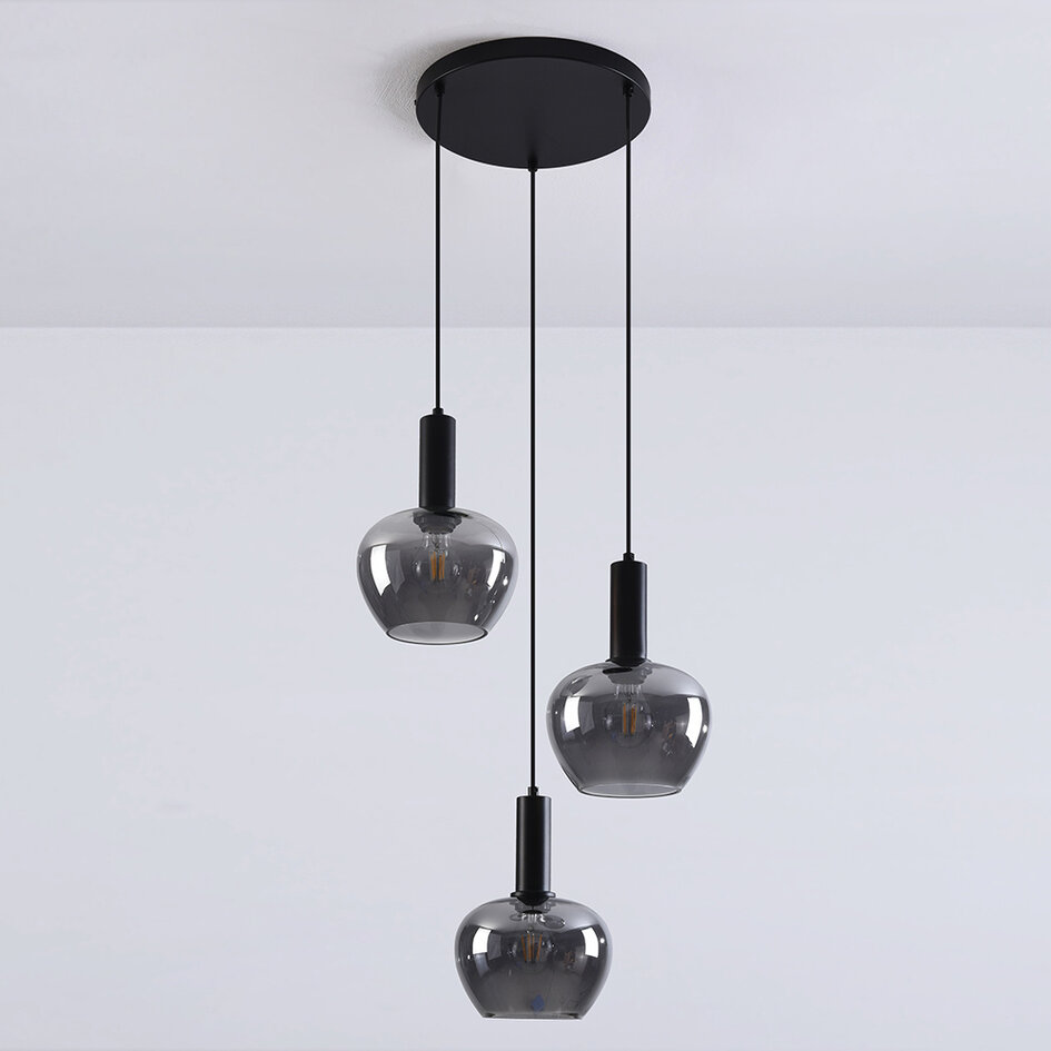 Suspension Ismay 3 lumières en forme de pomme - noir