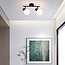 Plafonnier noir Phiene avec 2 spots en verre blanc laiteux orientables
