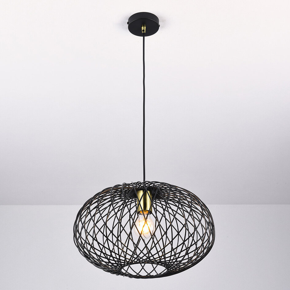 Lampe suspendue en métal noir Jaula