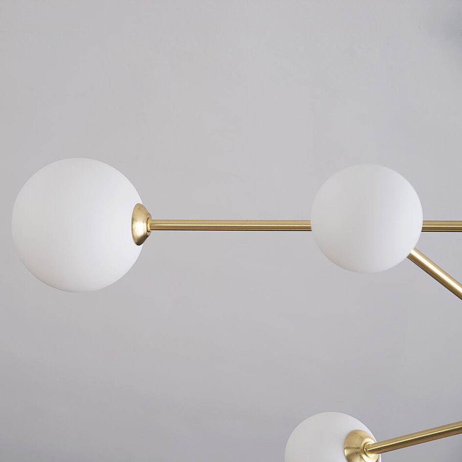 Plafonnier design en verre blanc laiteux, 6 lumières - Sest