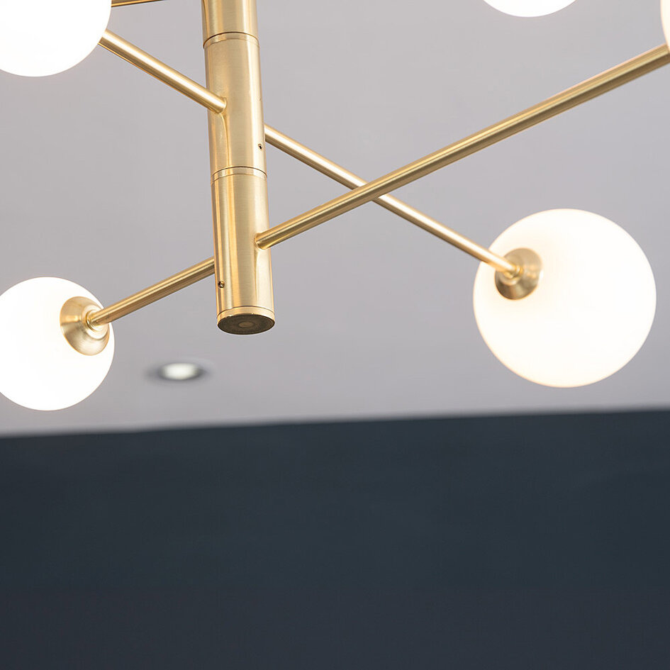 Plafonnier design en verre blanc laiteux, 6 lumières - Sest