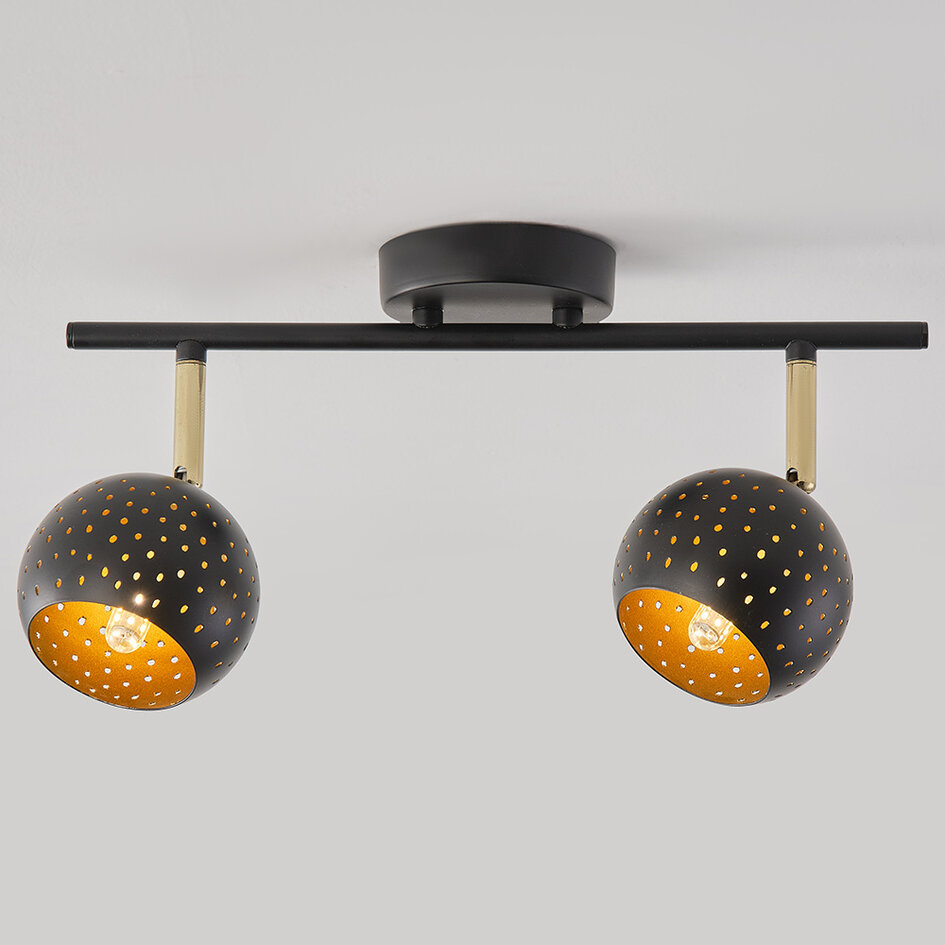 Spot de plafond moderne noir mat, 2 lumières - Edith