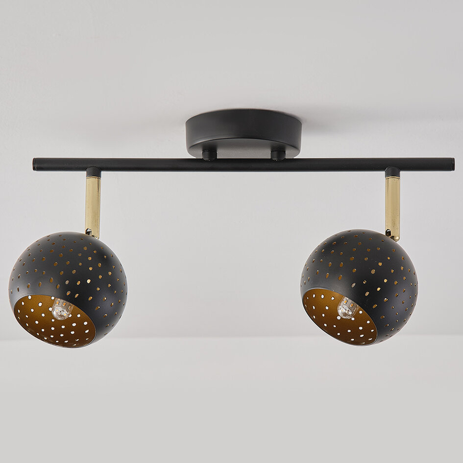 Spot de plafond moderne noir mat, 2 lumières - Edith