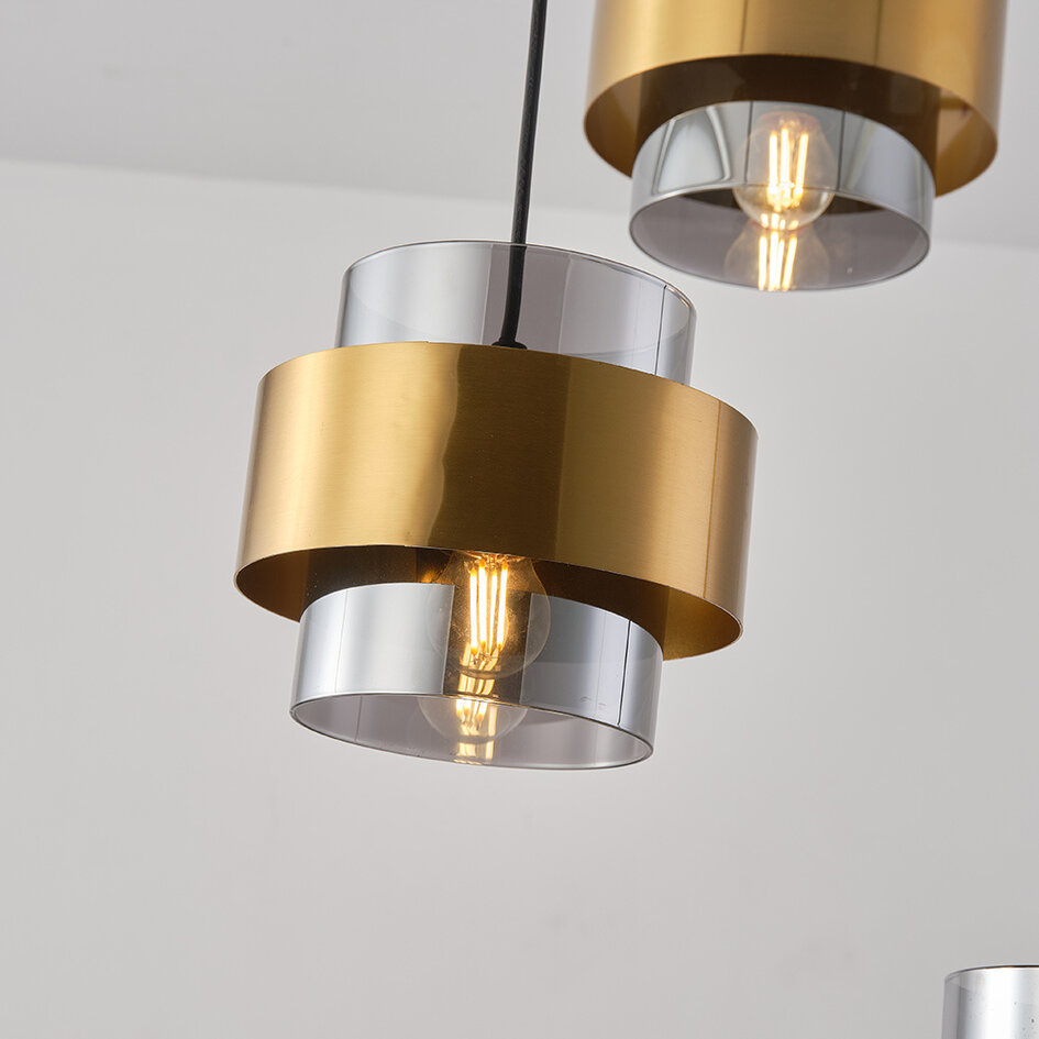 Suspension moderne avec détails en bronze, 3-lumières - Arany