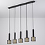 Suspension Fosco 5 lumières - noir mat en nid d'abeille