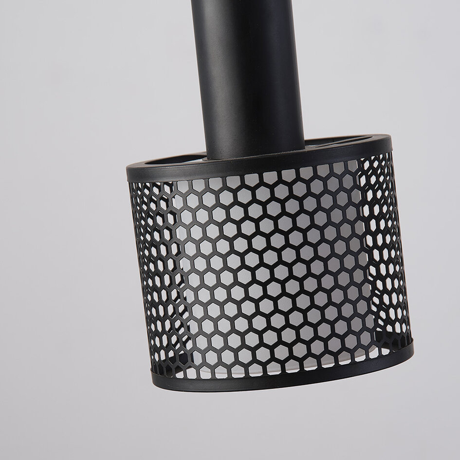 Suspension industrielle noire, 5 lumières - Fosco