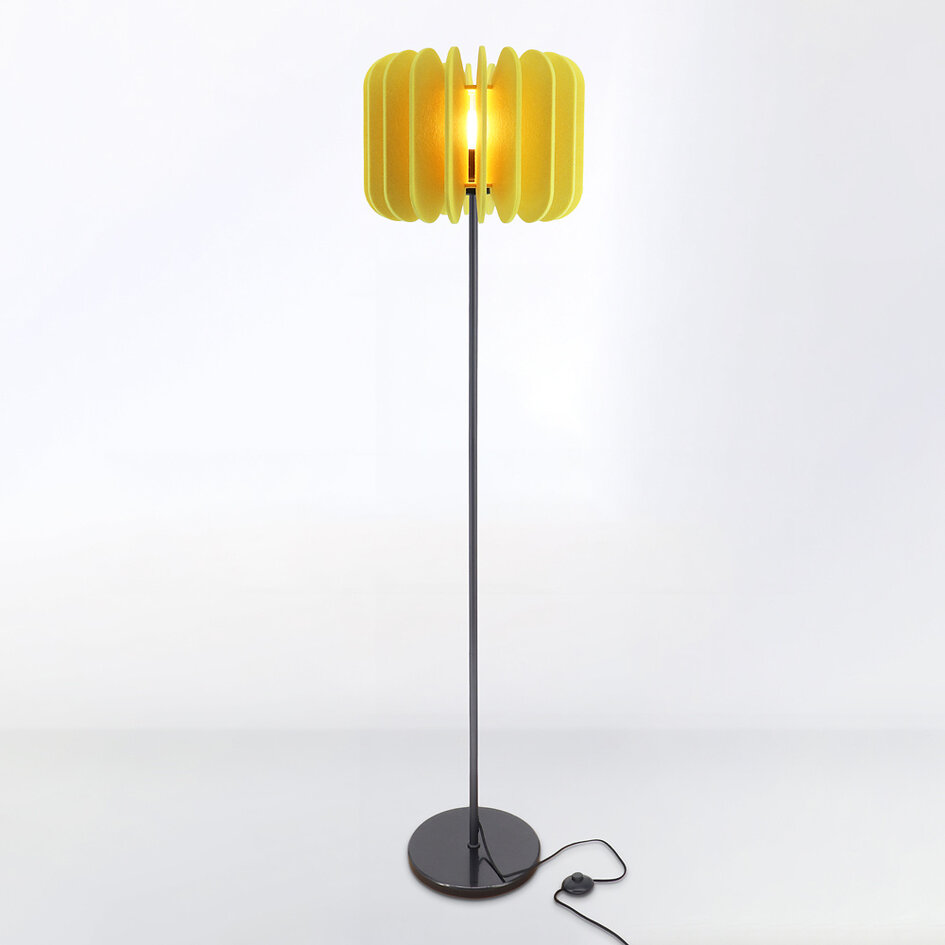 Lampadaire Lenthe - feutre PET jaune