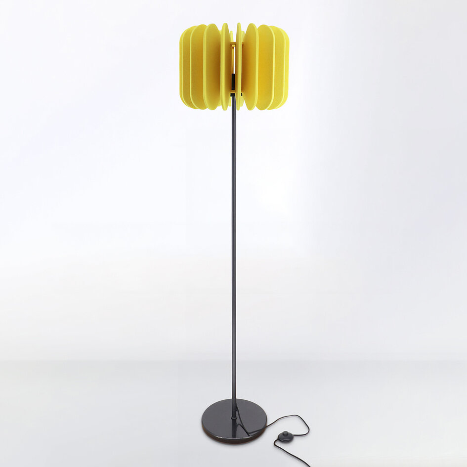 Lampadaire Lenthe - feutre PET jaune