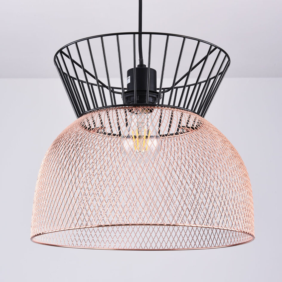 Lampe suspendue moderne noire avec cuivre - Netti