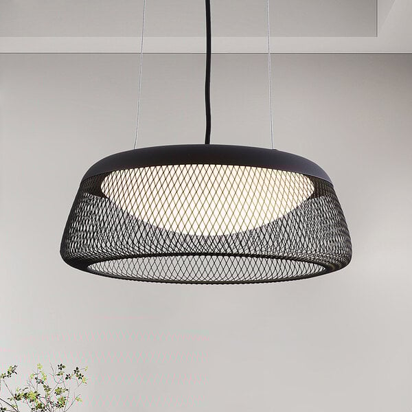 Lampe suspendue noire avec abat-jour ouvert et LED dimmable - Milani