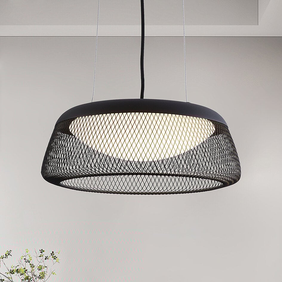 Lampe suspendue noire avec abat-jour ouvert et LED dimmable - Milani