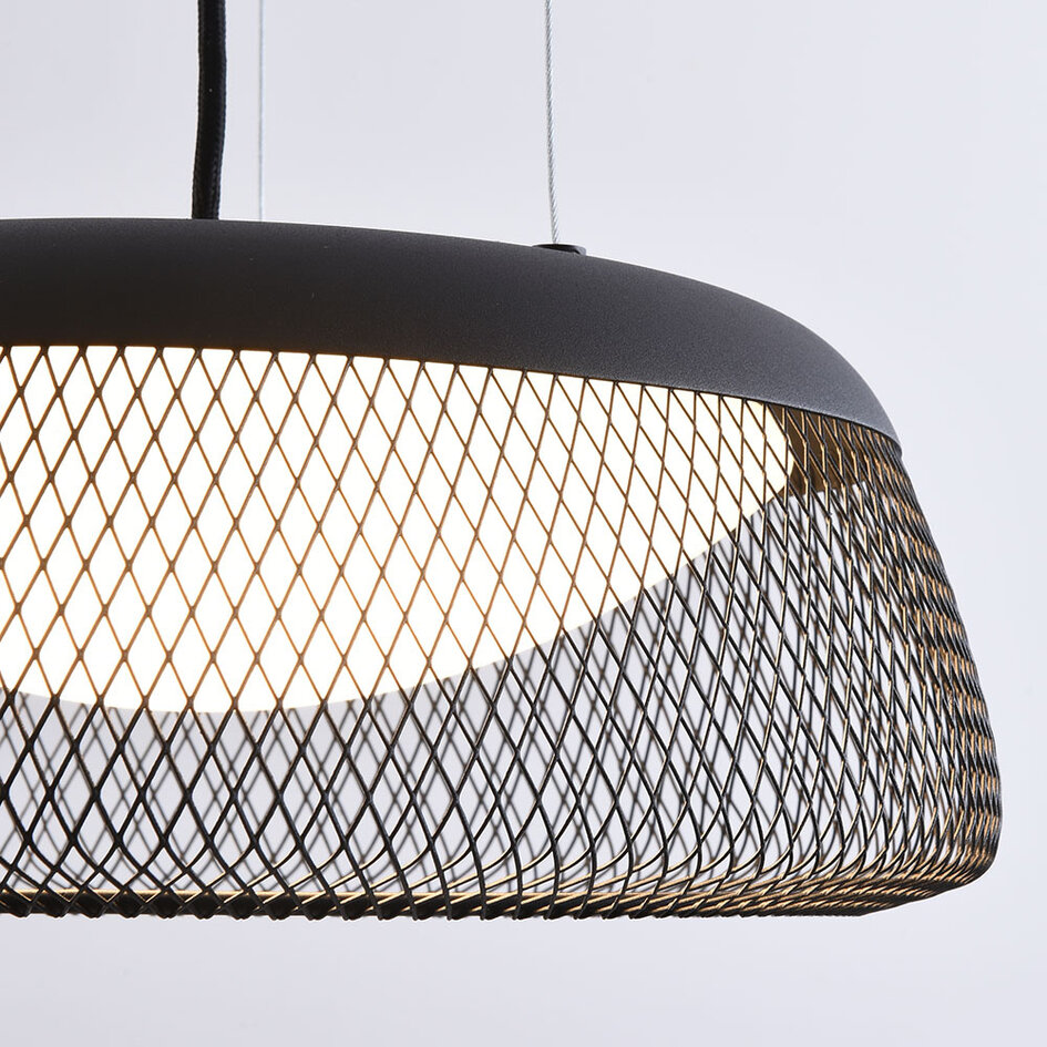 Lampe suspendue noire avec abat-jour ouvert et LED dimmable - Milani