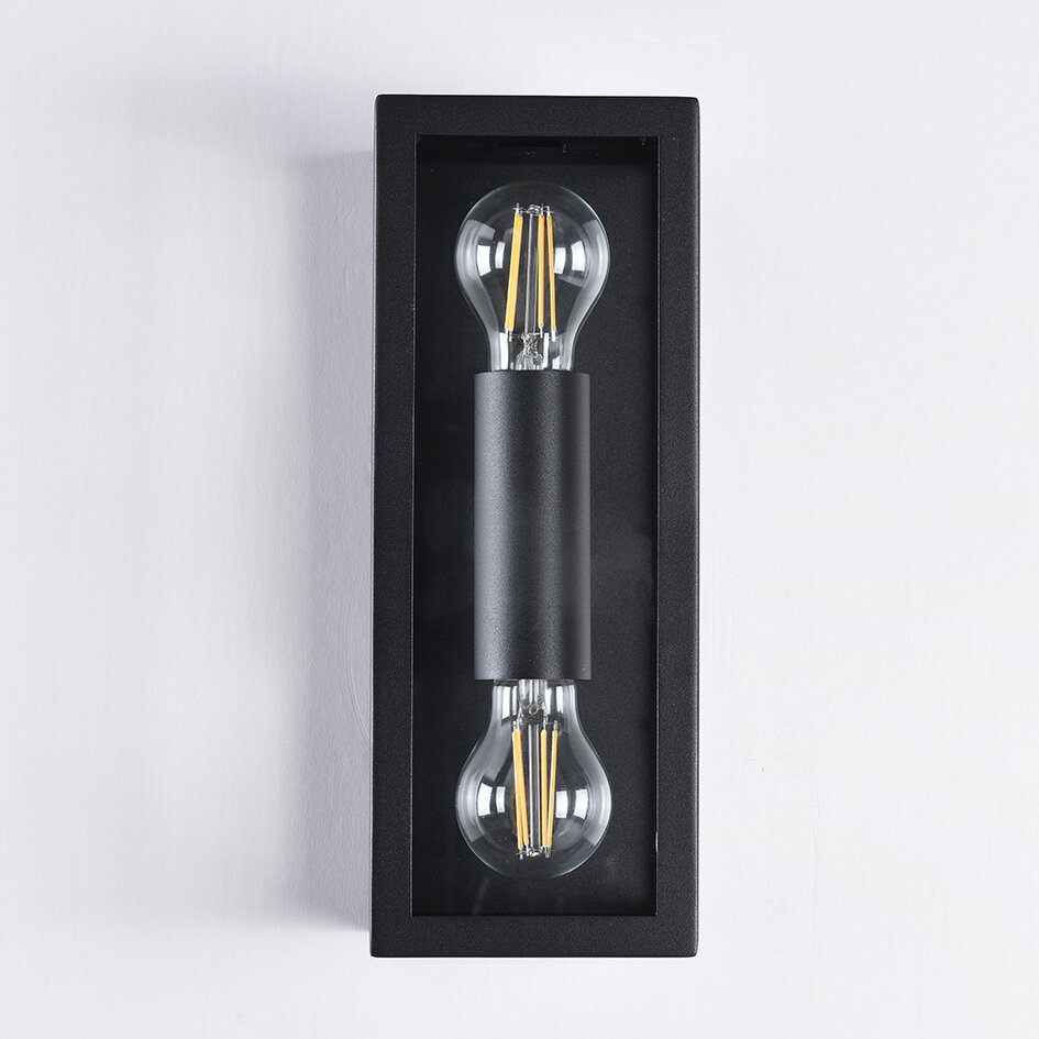 Applique murale noire Diana 2 lampes avec verre