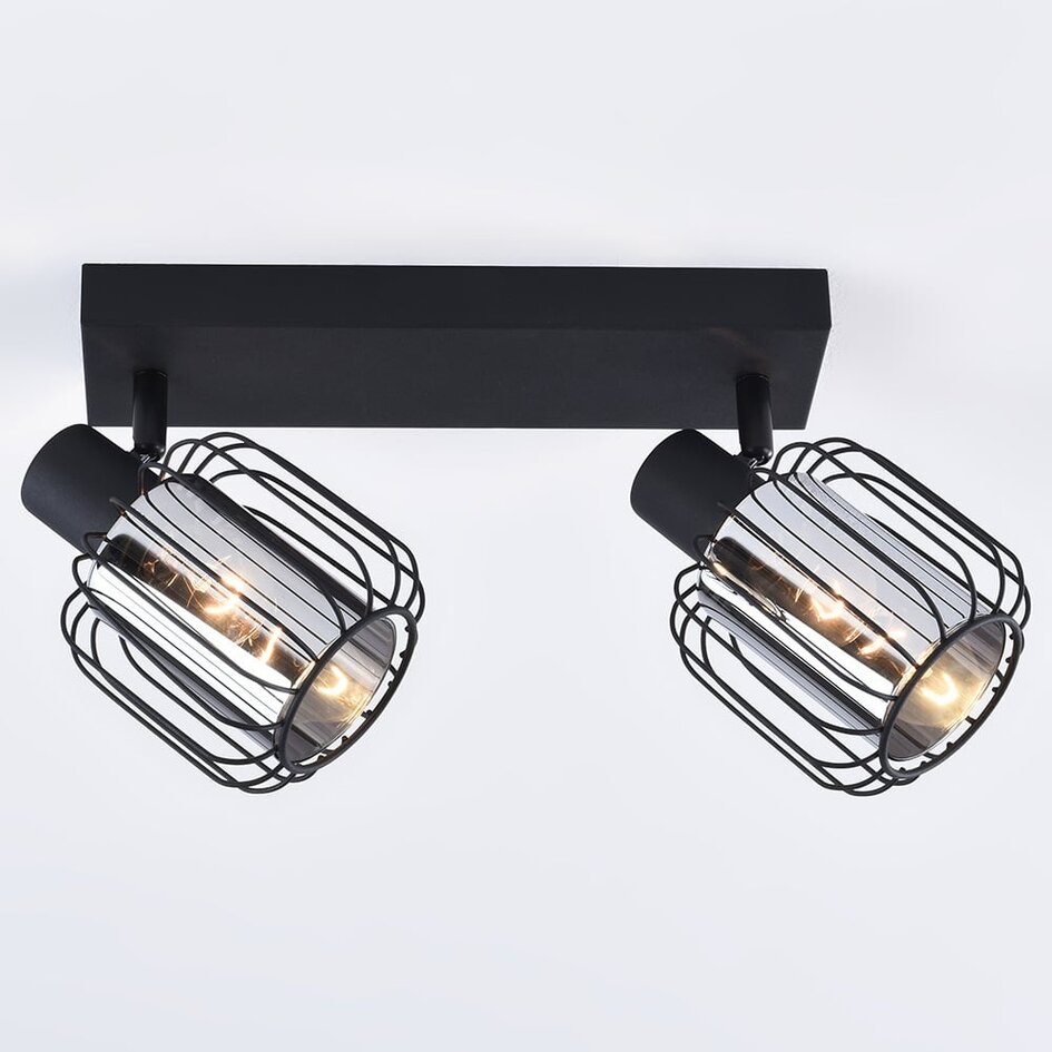 Spot de plafond Dua 2 lumières en verre fumé - spots orientables