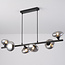 Lampe suspendue avec verre fumé, 6 lumières - Ovais