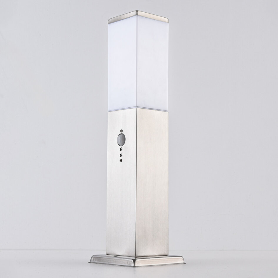 Lampe d'extérieur sur pied Leopoldo en acier inoxydable avec détecteur - 45 cm