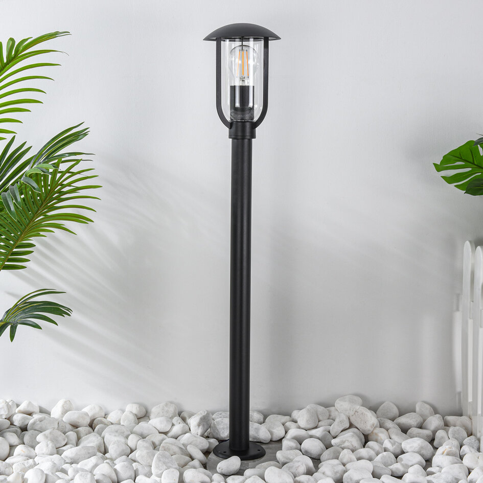 Lampe d'extérieur sur pied Alessandro en acier inoxydable noir - 80 cm