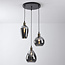 Lampe suspendue design avec verre fumé avec effet miroir, 3 lumières - Verona