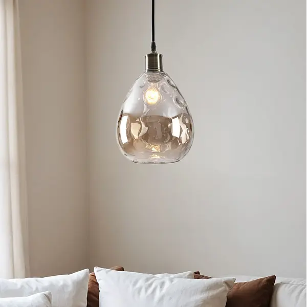 Suspension Verona - globe goutte en verre cognac