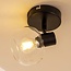 Plafonnier noir avec verre transparent, 1 lumière - Jenthe