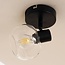 Plafonnier noir avec verre transparent, 1 lumière - Jenthe