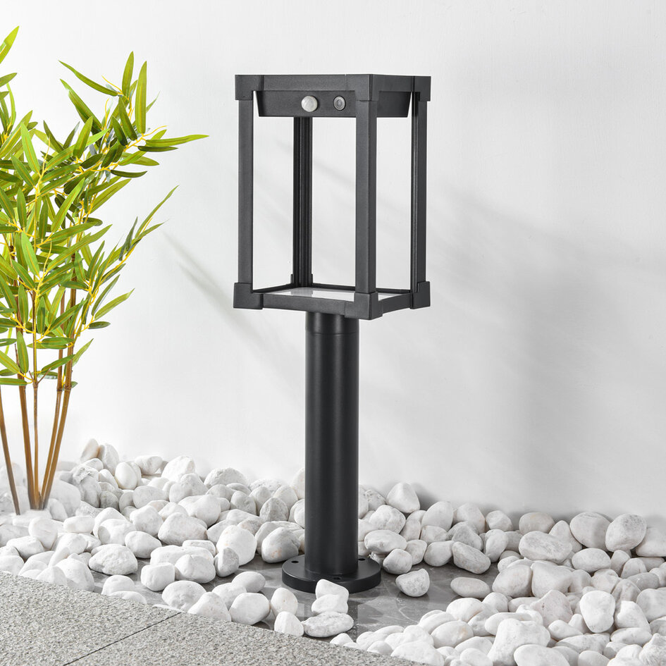 Lampadaire solaire Janita avec capteur - noir