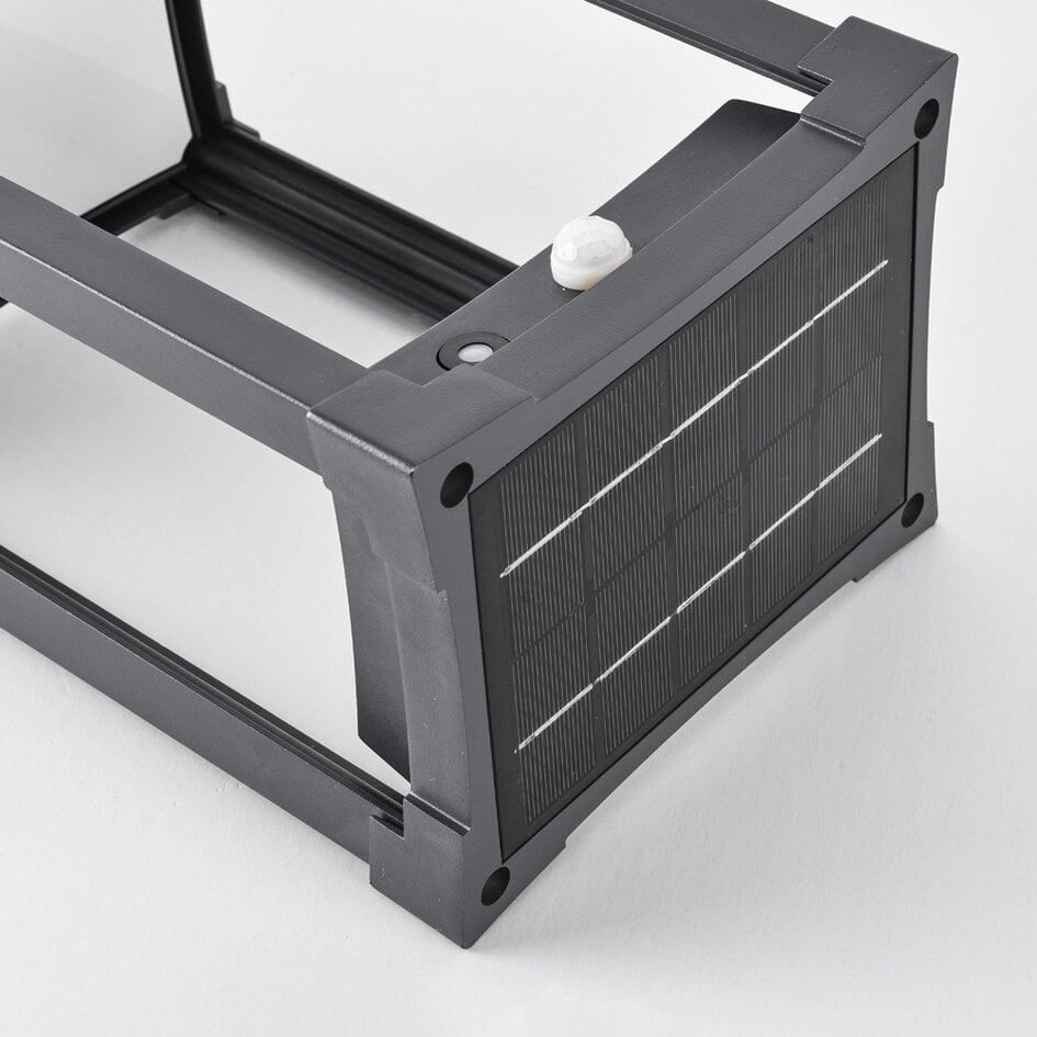 Lampe d'extérieur solaire sur pied Janita noire avec détecteur, LED intégrée