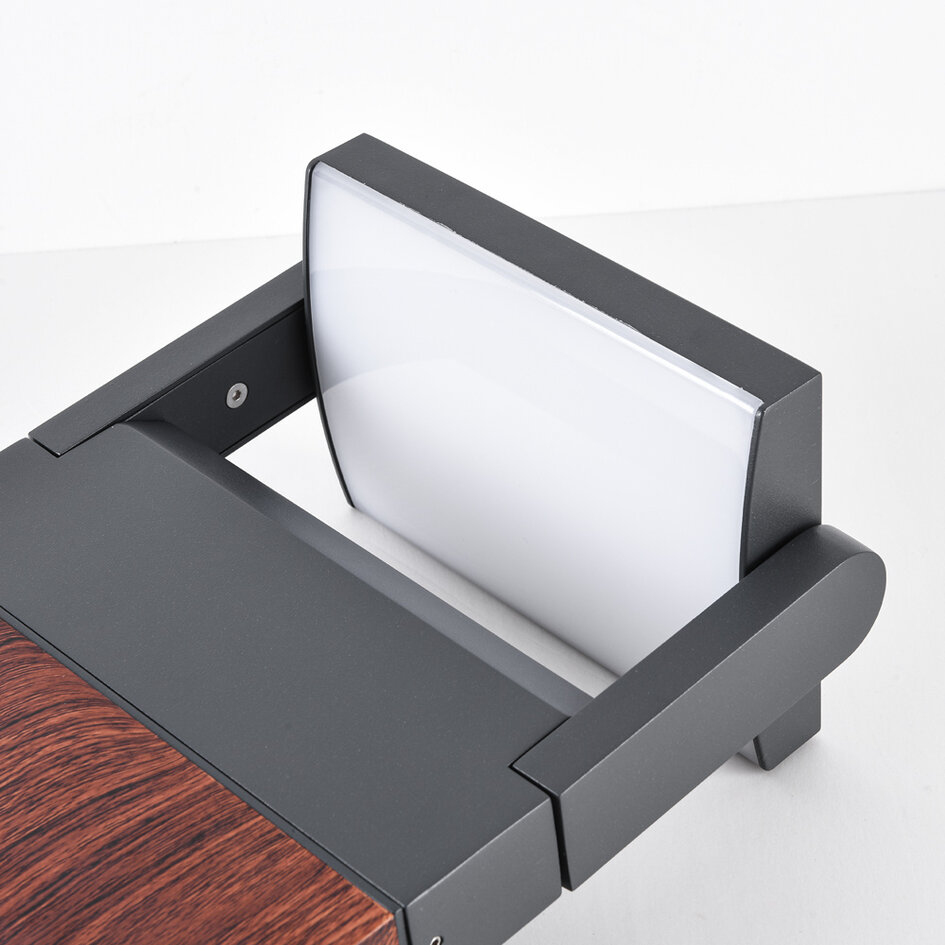 Lampe d'extérieur sur pied avec spot inclinable Jidde - aspect bois