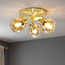 Plafonnier rond doré avec verre ambré, 3 lumières - Jenthe