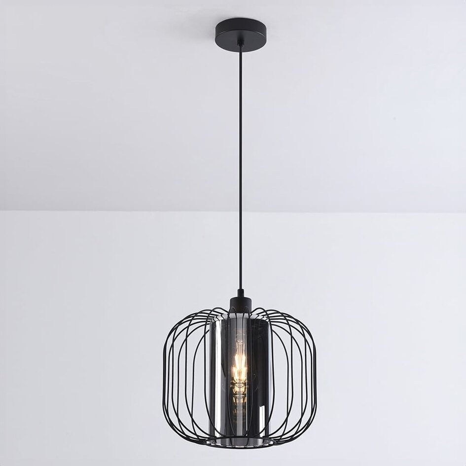 Suspension Dila en verre fumé - barreaux en métal