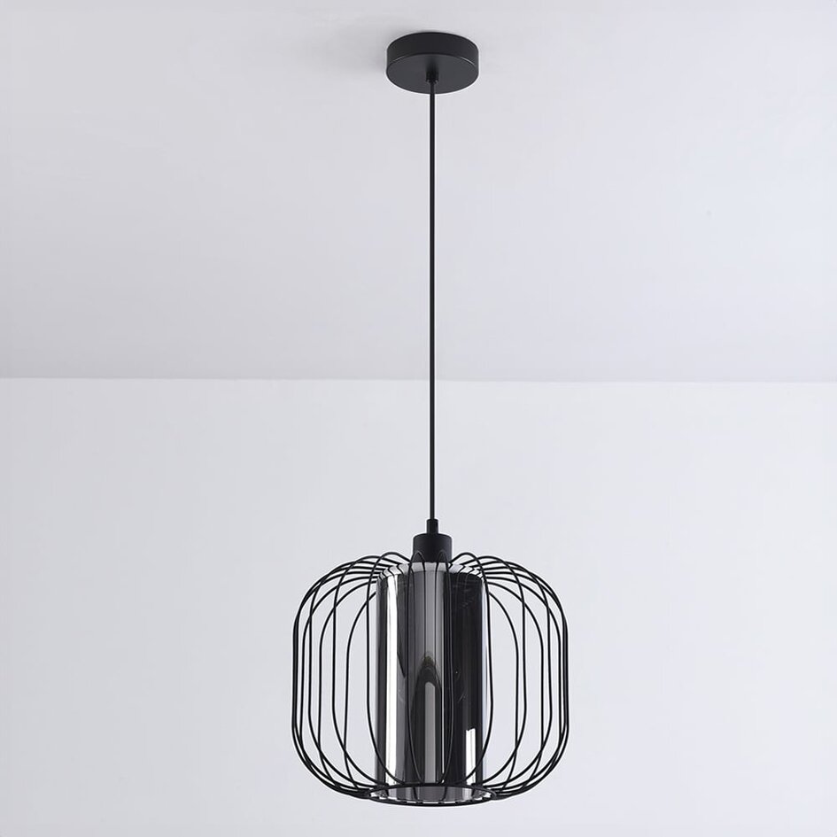 Suspension Dila en verre fumé - barreaux en métal