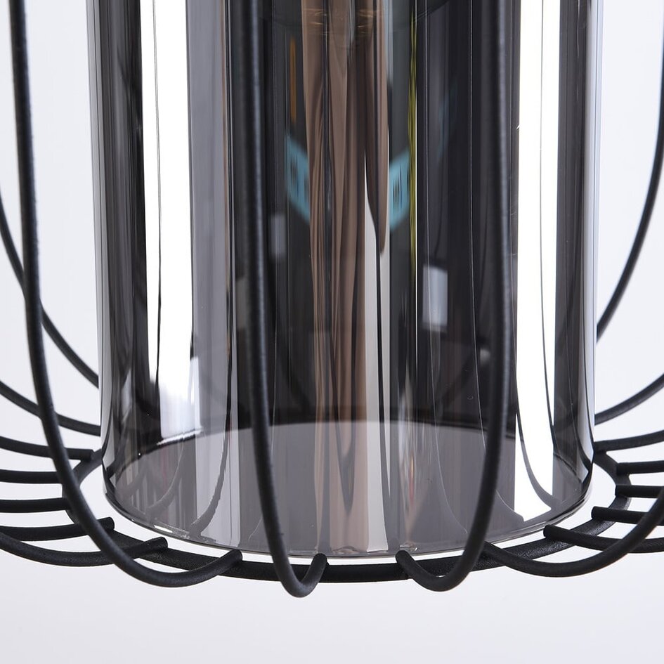 Lampe suspendue noire Dila avec verre fumé