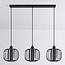 Lampe suspendue Dilan avec verre fumé, 3-lumières - noir