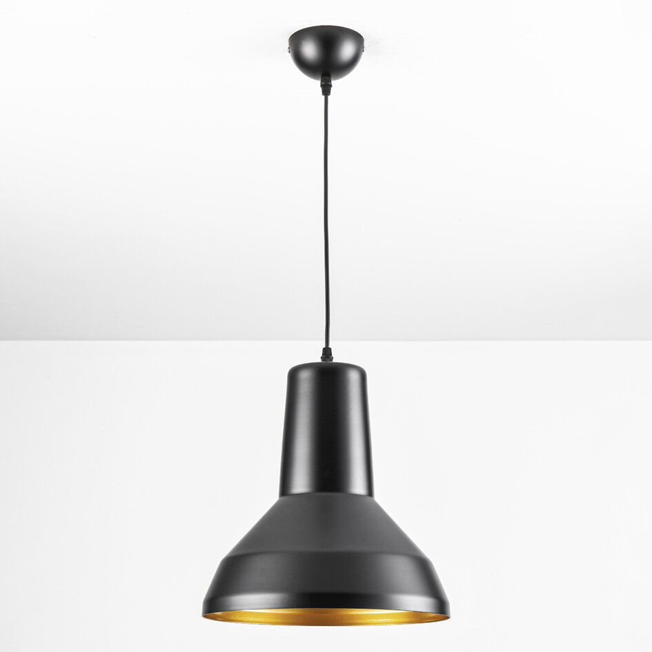 Lampe à suspension moderne noire avec décoration dorée - Sicile