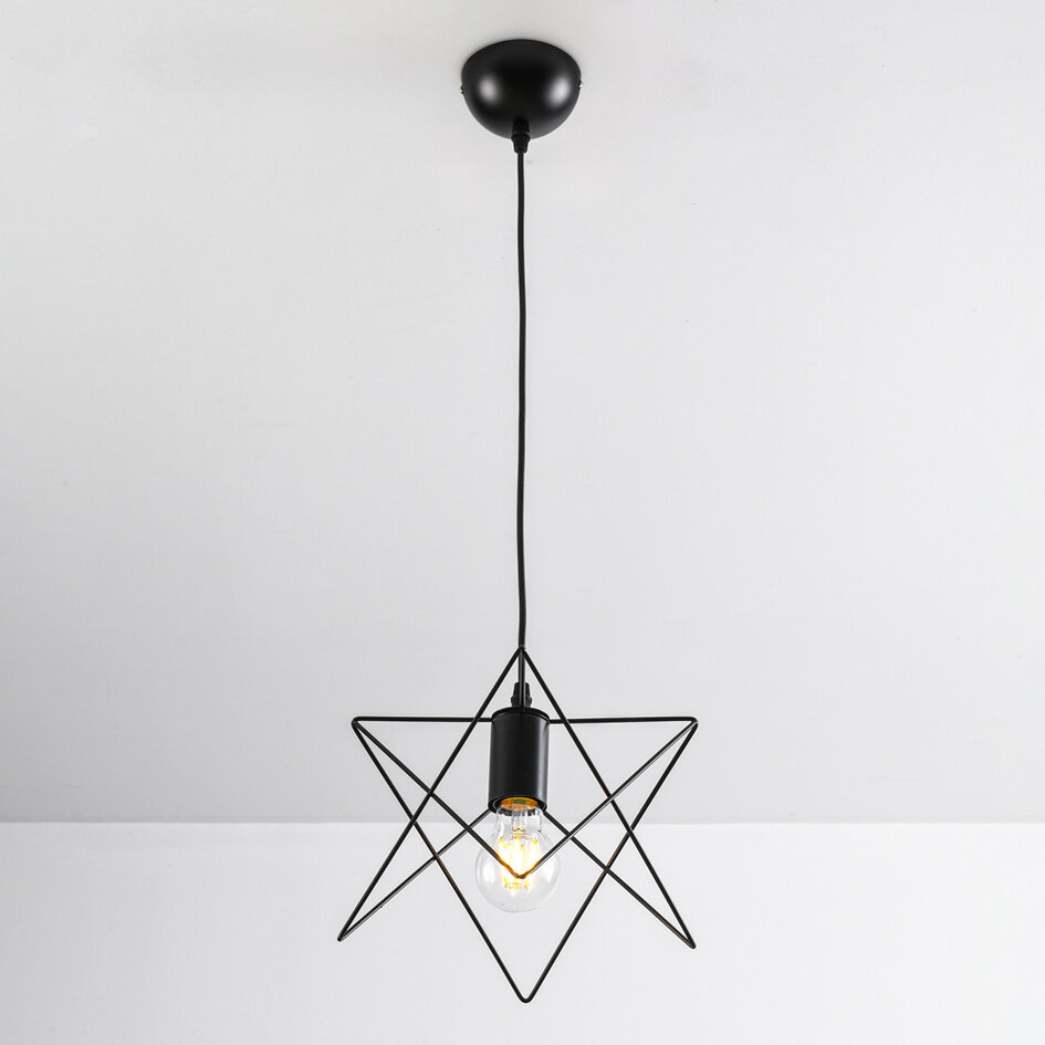 Lampe suspendue industrielle en métal noir - Star