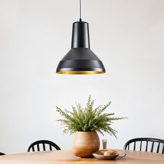 Lampe à suspension moderne noire avec décoration dorée - Sicile