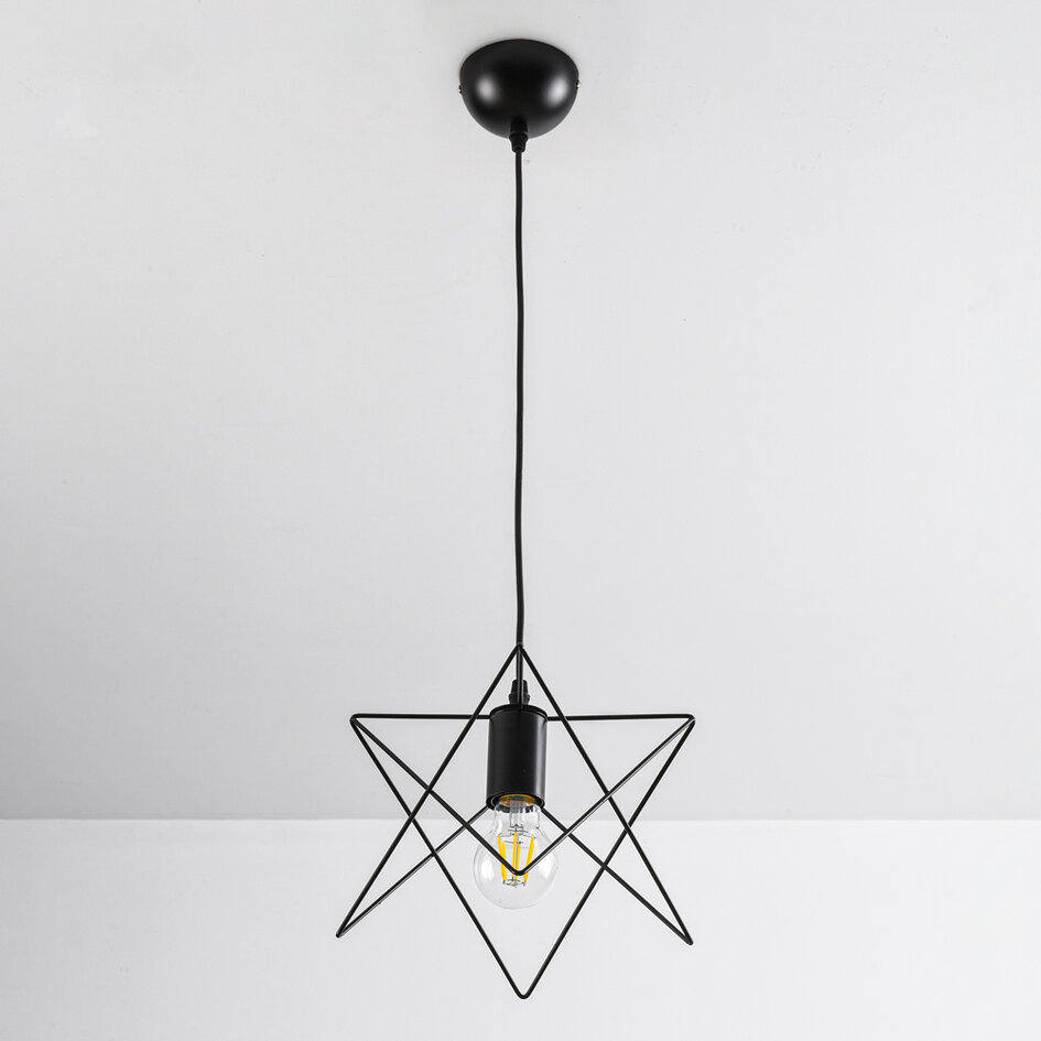 Suspension industrielle Star en métal noir