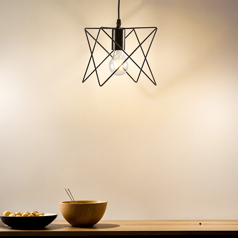 Lampe suspendue industrielle en métal noir - Star