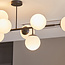 Plafonnier Osem 8 lumières - noir avec globes en verre opalin