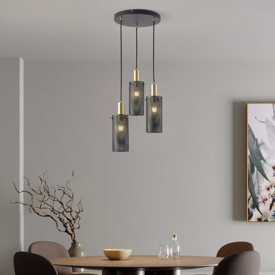 Suspension minimaliste Valji 3 lumières à abat-jour noirs