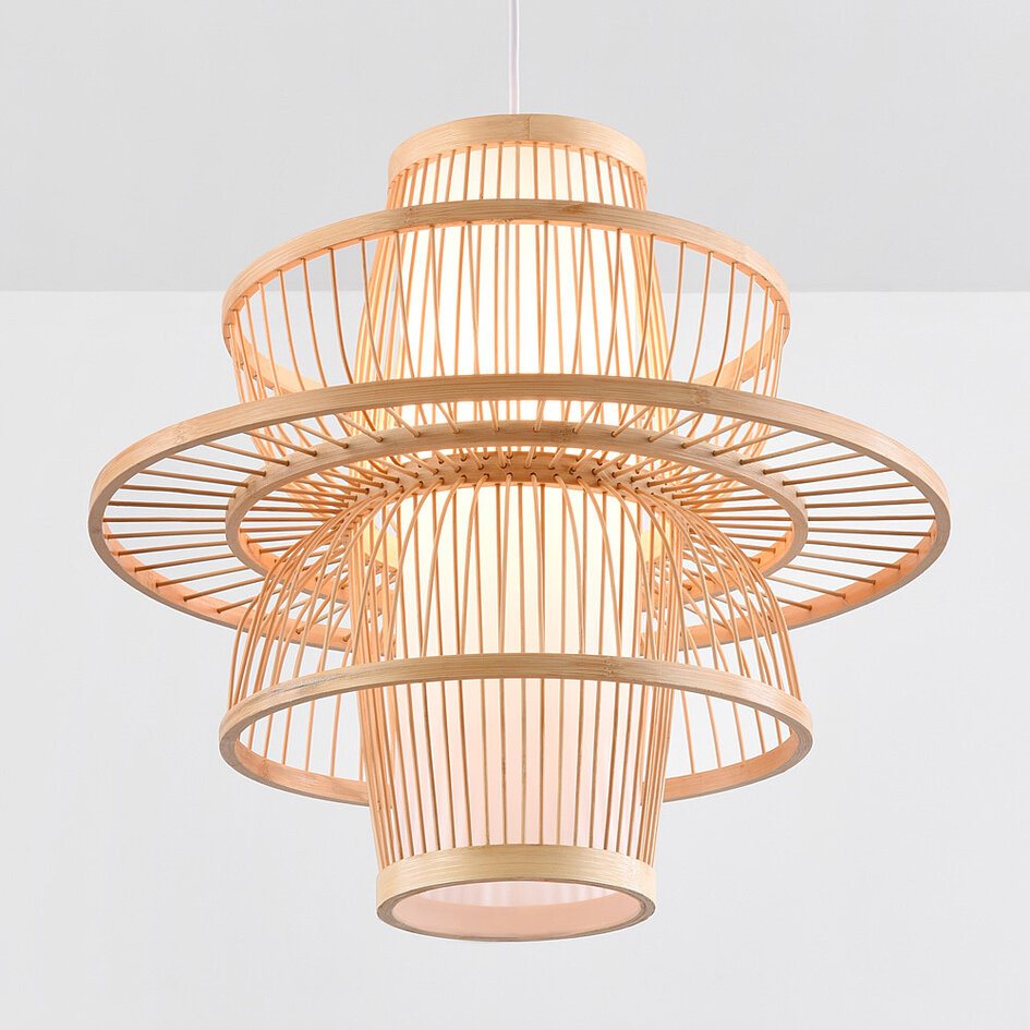 Lampe suspendue rurale en couches de bambou - Kyoto