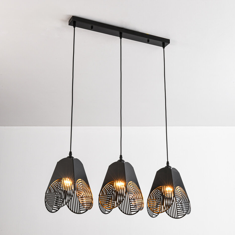 Lampe suspendue design noire 3 lumières - Bruxelles